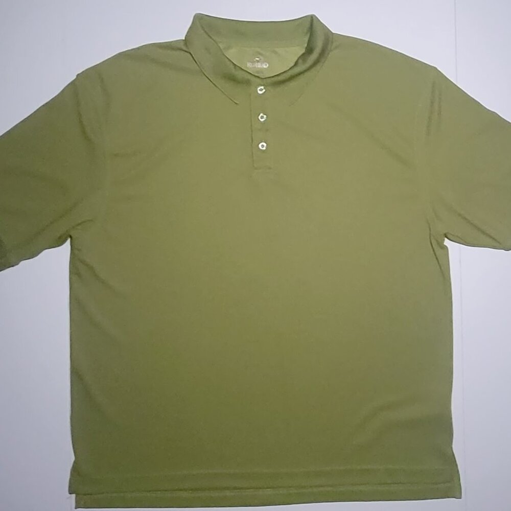 Red Head Mens Olive Green Short Sleeve Button Up Polo Size Large